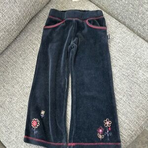 Pumpkin Patch Girls Black Velour Embroidered Pants Size 3